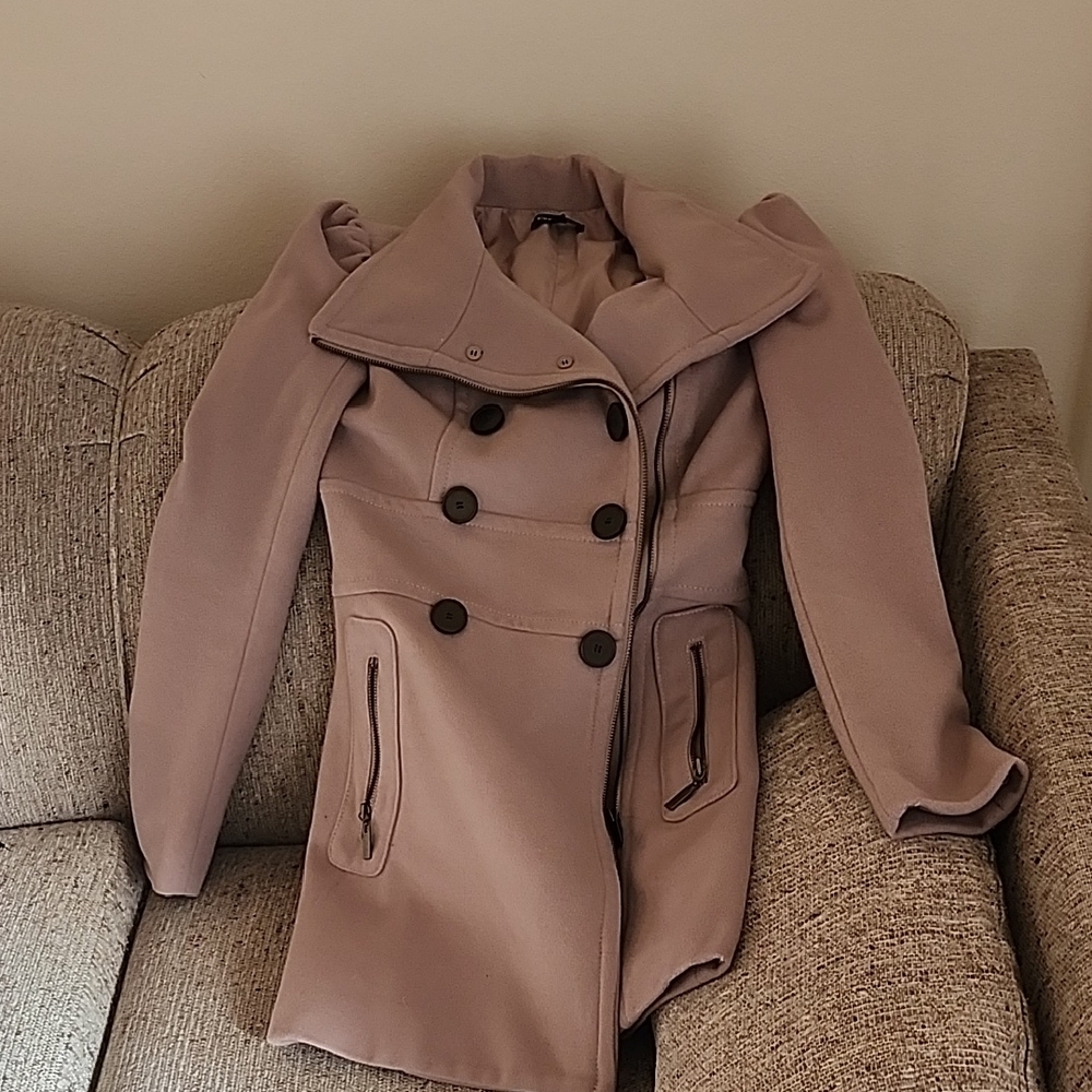 bebe Mauve Double-Breasted Pea Coat
